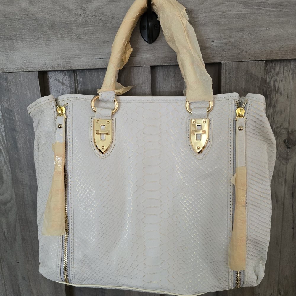 Charles Jourdan Ondine Snake Embossed Leather Tote